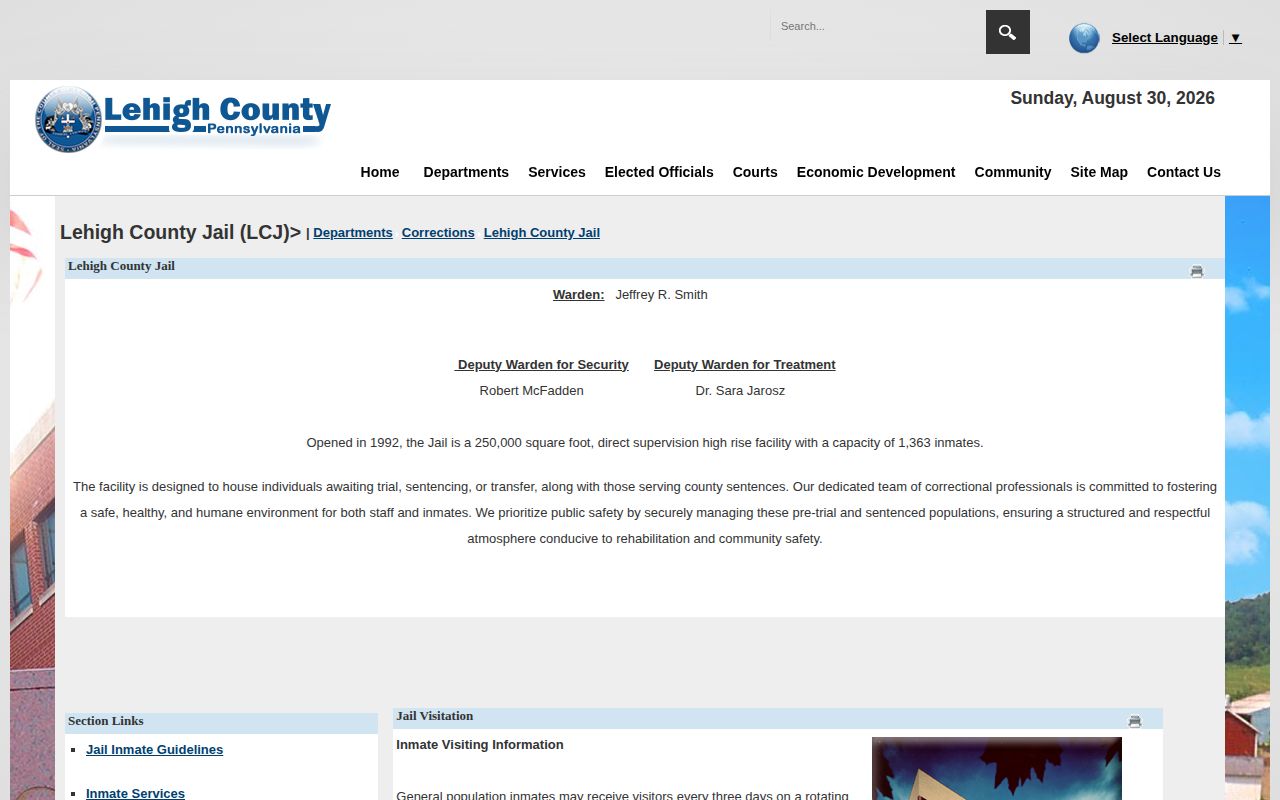 Lehigh County Jail official custody and booking record source